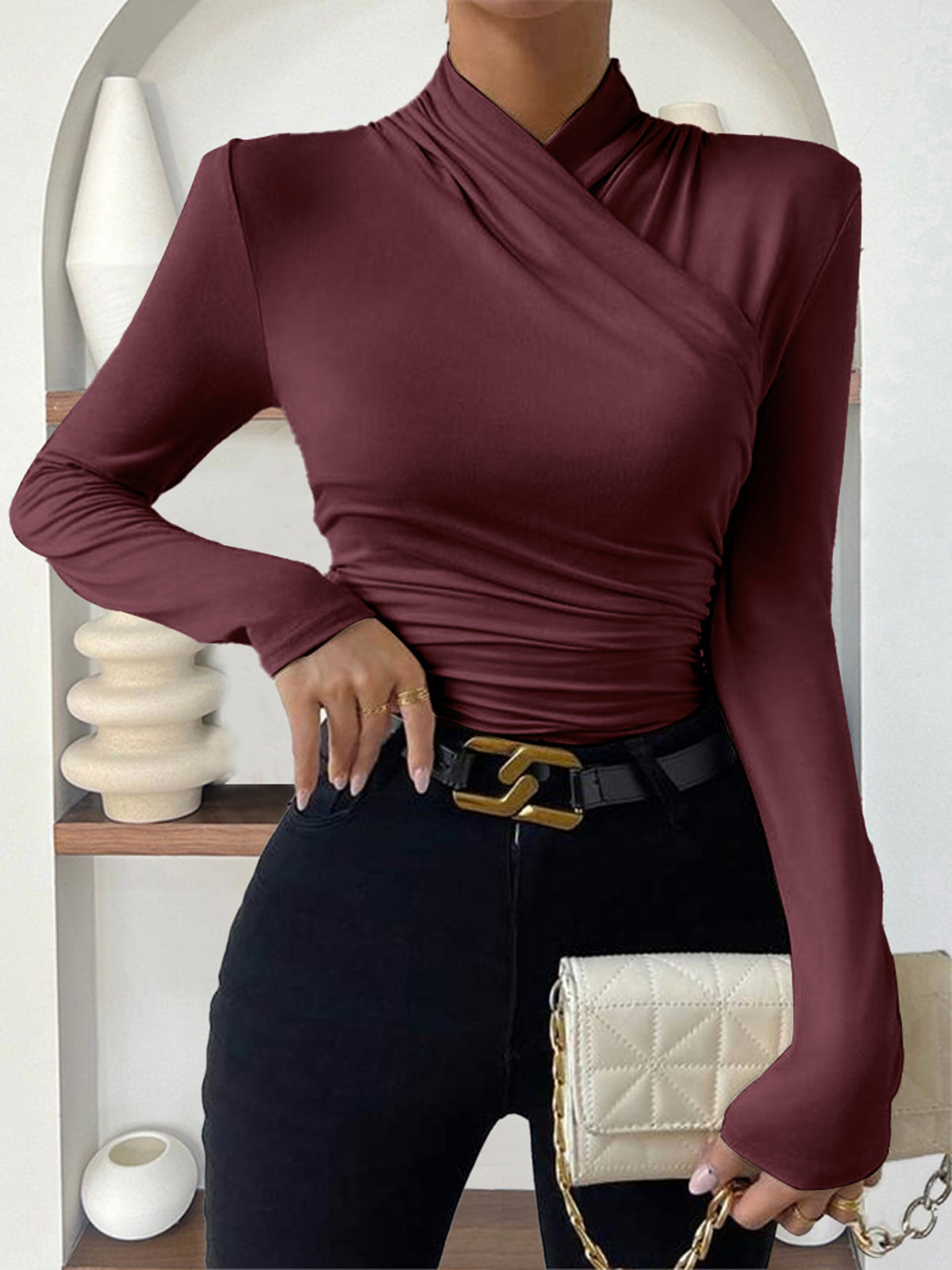 Valentina Moreau - Camiseta de cuello cruzado